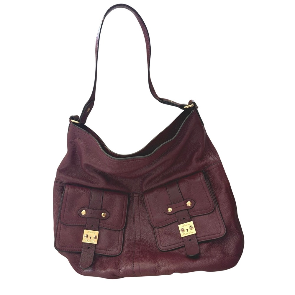 Lauren Ralph Lauren Governors Lodge Hobo Burgundy Leather Shoulder Purse Handbag